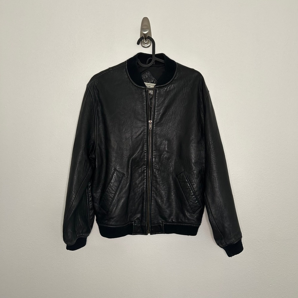 Vintage The Limited Leather Bomber Jacket Womens 12 Black Full Zip 90s Large